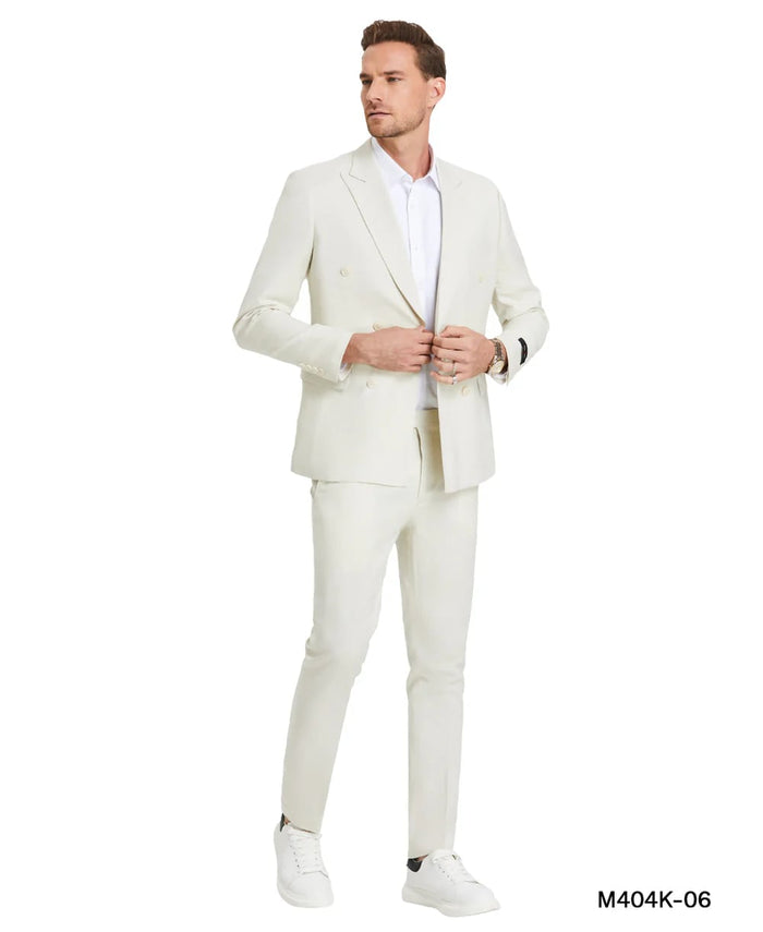 Ivory Double Breasted Linen Suit - Summer Weight