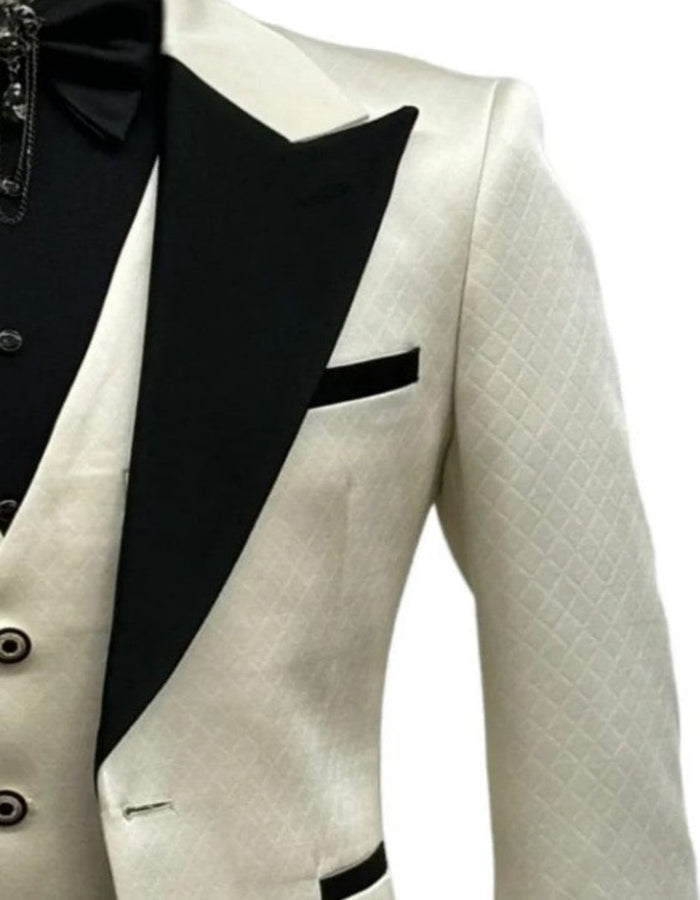 Ivory Slim Fit Cream Tuxedo Suit