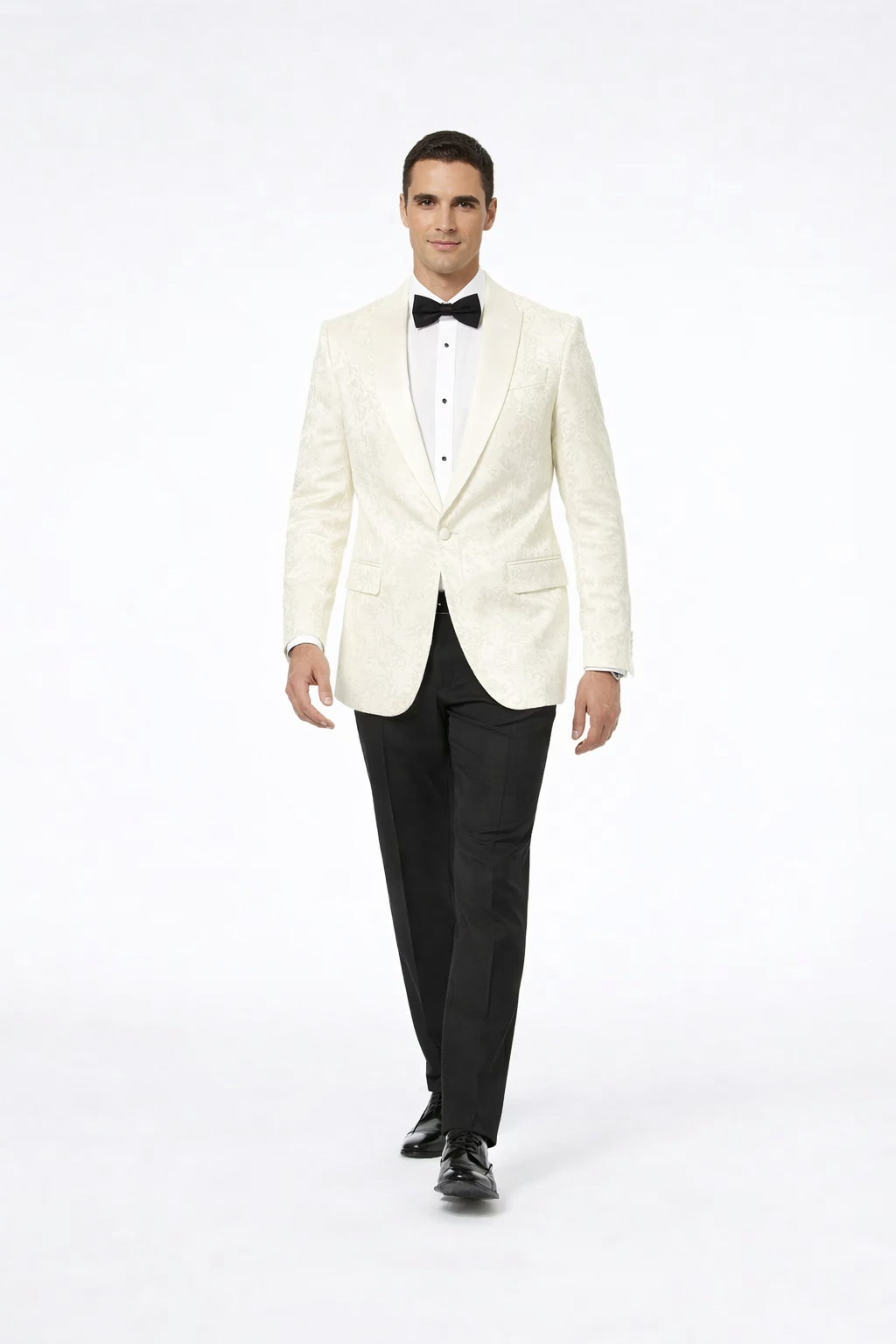Ivory Paisley Formal Tuxedo Jacket | Shawl Lapel Men’s Wedding & Prom Blazer