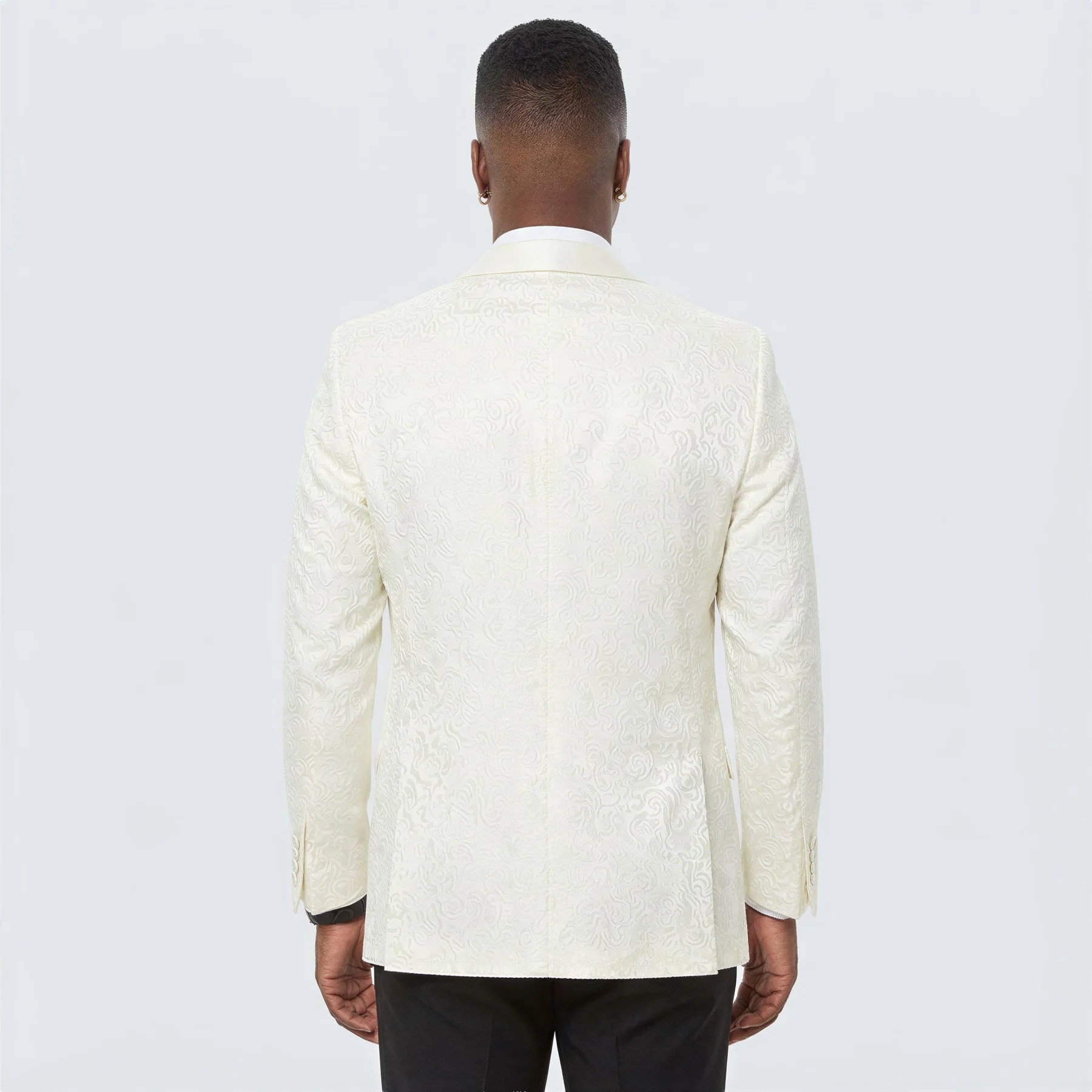 Ivory Paisley Formal Tuxedo Jacket | Shawl Lapel Men’s Wedding & Prom Blazer