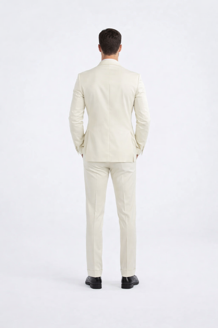 Ivory Wedding Tuxedo for Men | Slim Fit Peak Lapel Design