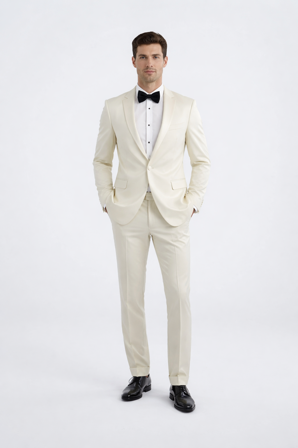 Ivory Wedding Tuxedo for Men | Slim Fit Peak Lapel Design