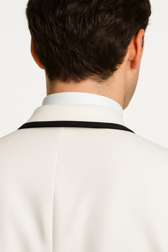 Men's One Button Tuxedo Shawl Black Lapel classy Ivory Suit