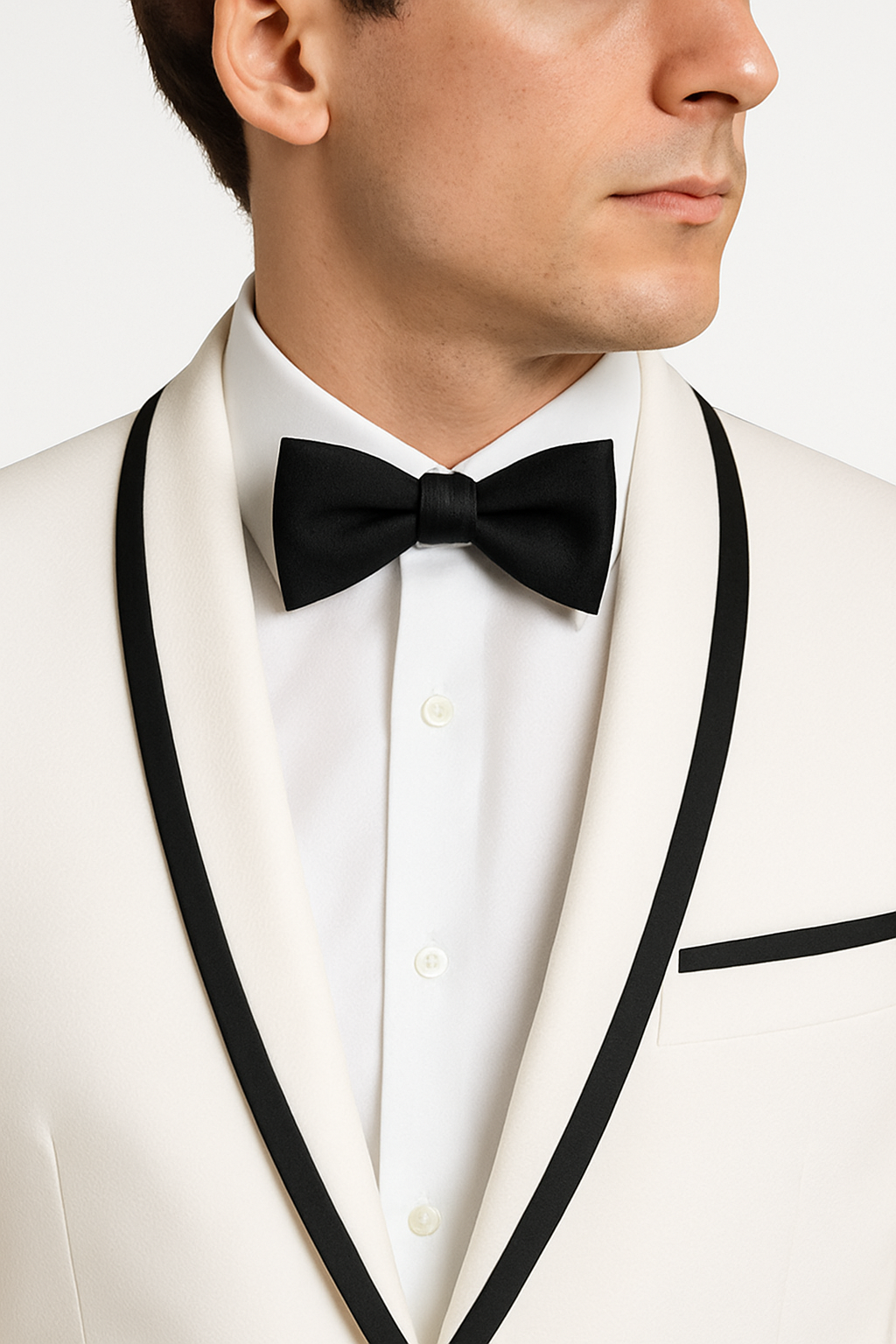 Men's One Button Tuxedo Shawl Black Lapel classy Ivory Suit