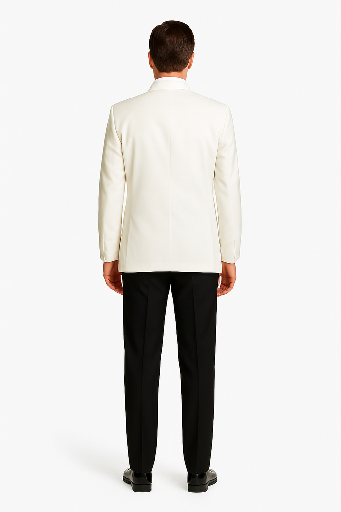 Men's One Button Tuxedo Shawl Black Lapel classy Ivory Suit
