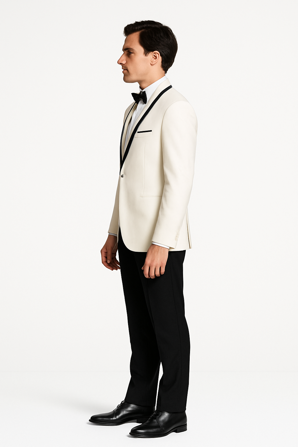 Men's One Button Tuxedo Shawl Black Lapel classy Ivory Suit