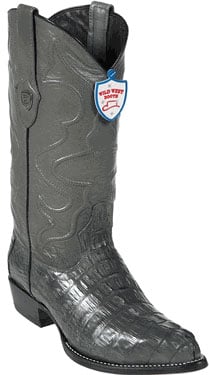 Wild West J-Toe Grey ~ Gray caiman ~ World Best Alligator ~ Gator Skin Tail Cowboy Boots