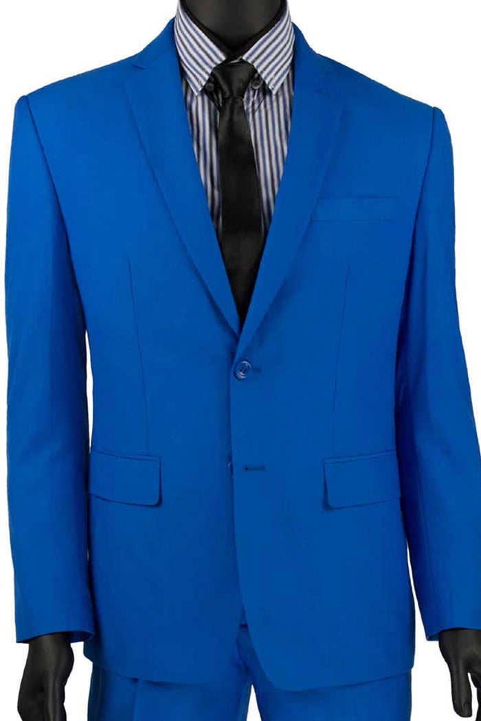 Slim Fit 2 Button Wool Feel Suit - French Blue