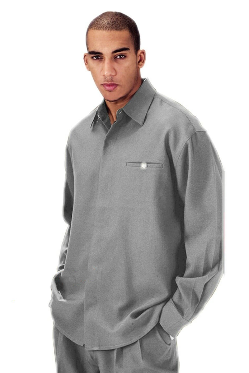 Grey Long Sleeve French Front Leisure Set