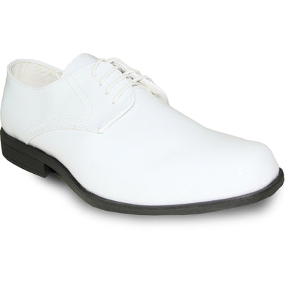 Bravo Mens Classic Formal Shiny Patent Tuxedo Shoe in White