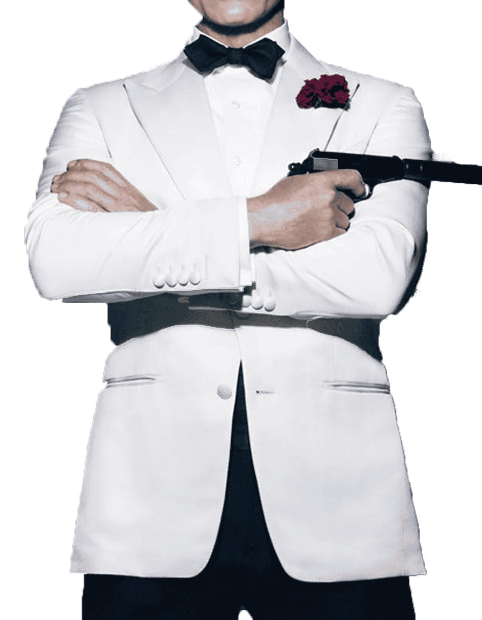 James Bond White Sequin Tuxedo for Men