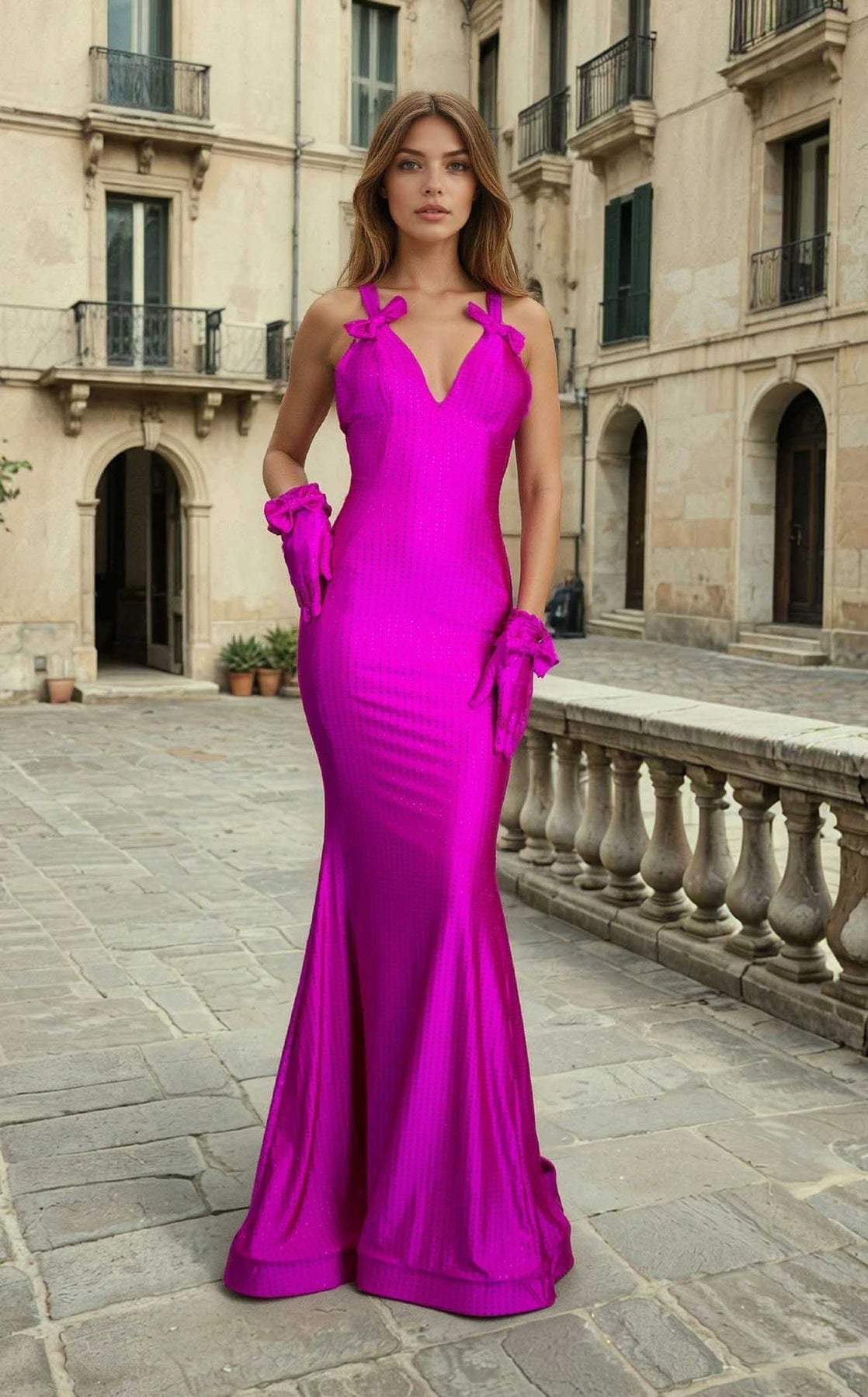 Jessica Angel JA2671 V-Neck Open Back Evening Formal Floor-Length Dress