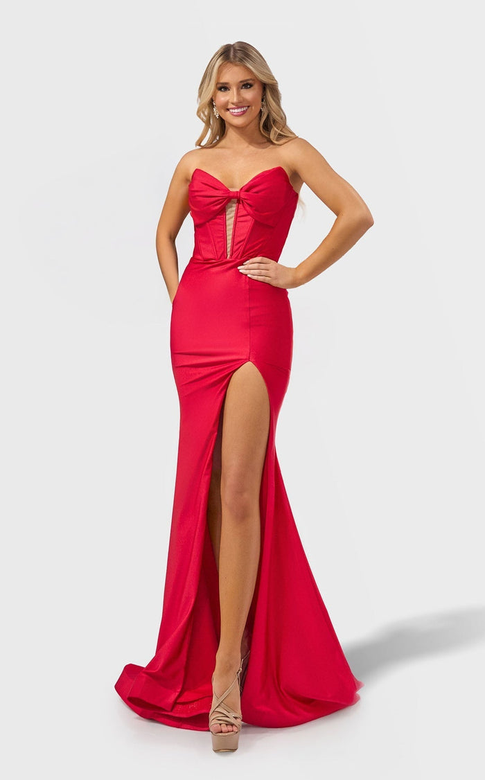 Jessica Angel JA2687 V-Neck Fitted Side Slit Cutout Prom Formal Dress