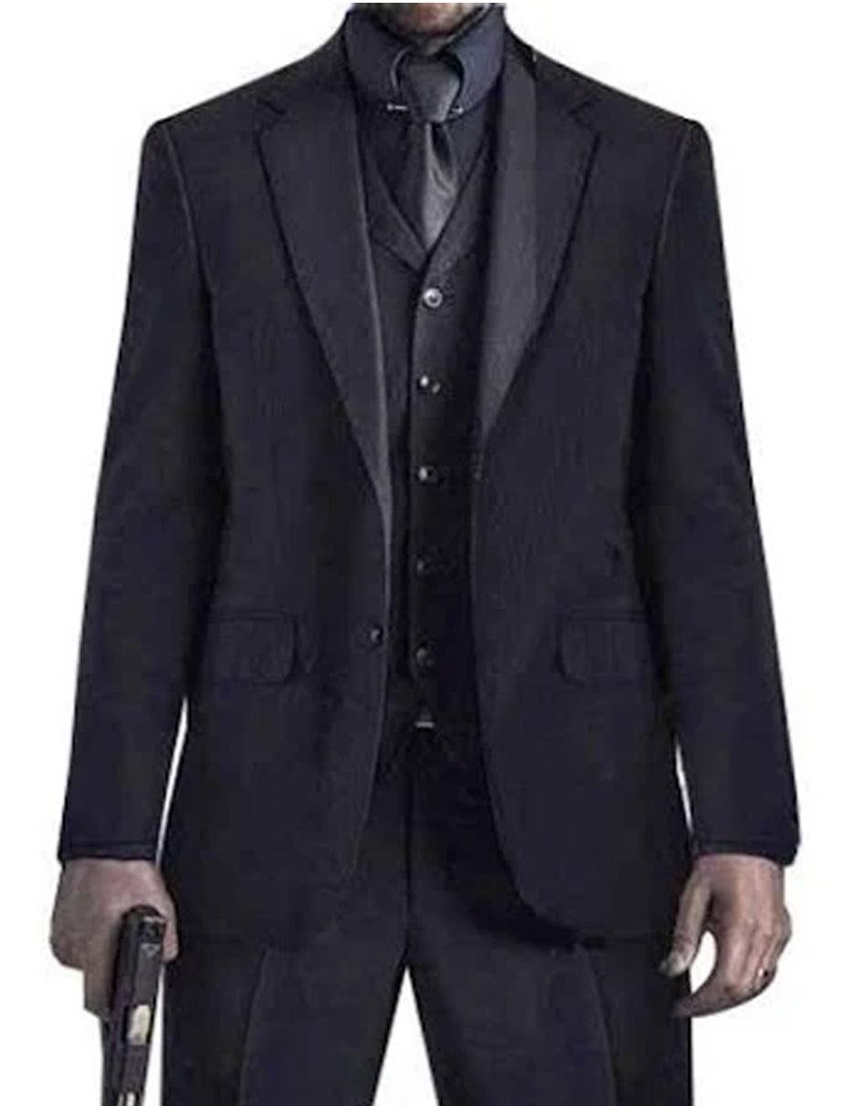 Men's Black Three-Piece Suit with Shirt & Tie