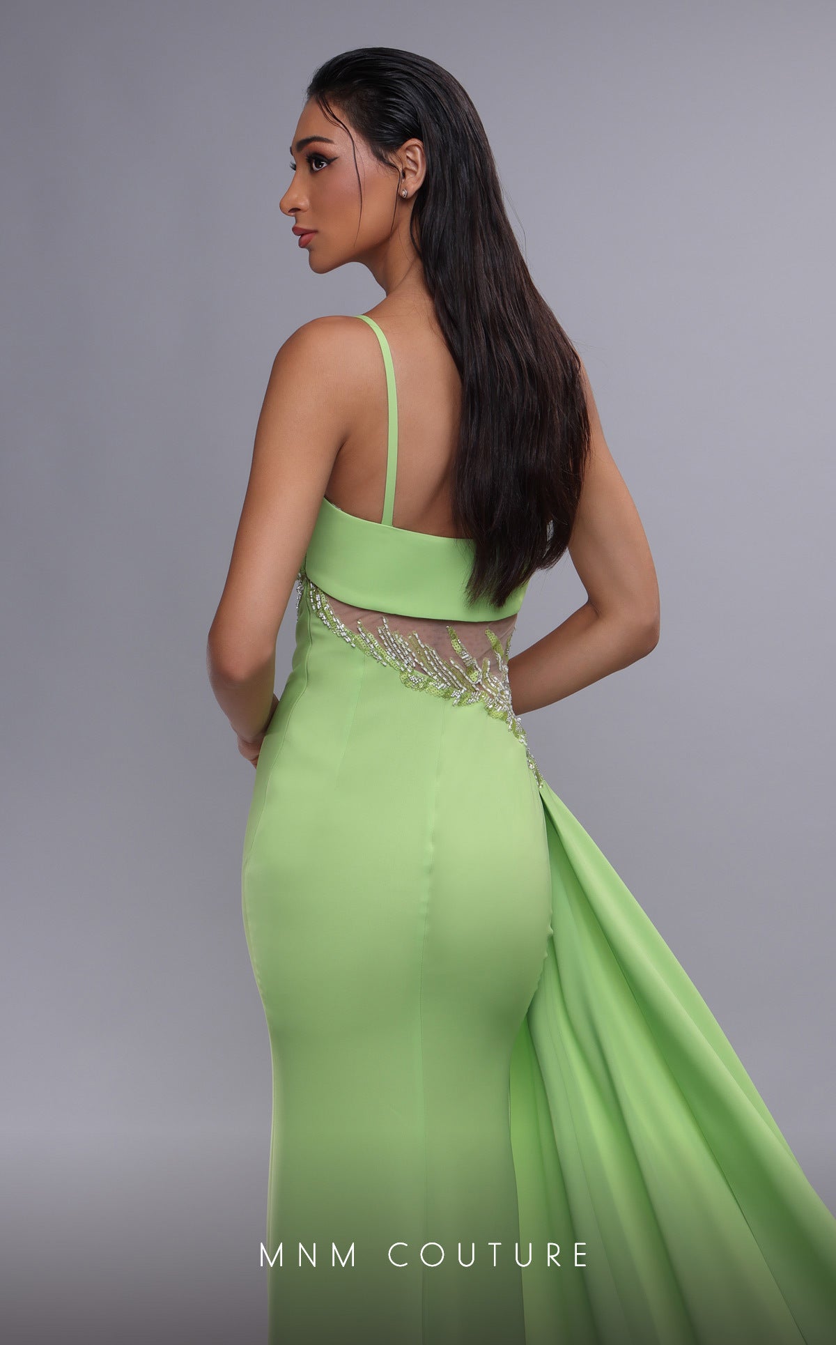 MNM Couture K4081 Strapless Satin A-Line Gown with Cape in Fuchsia