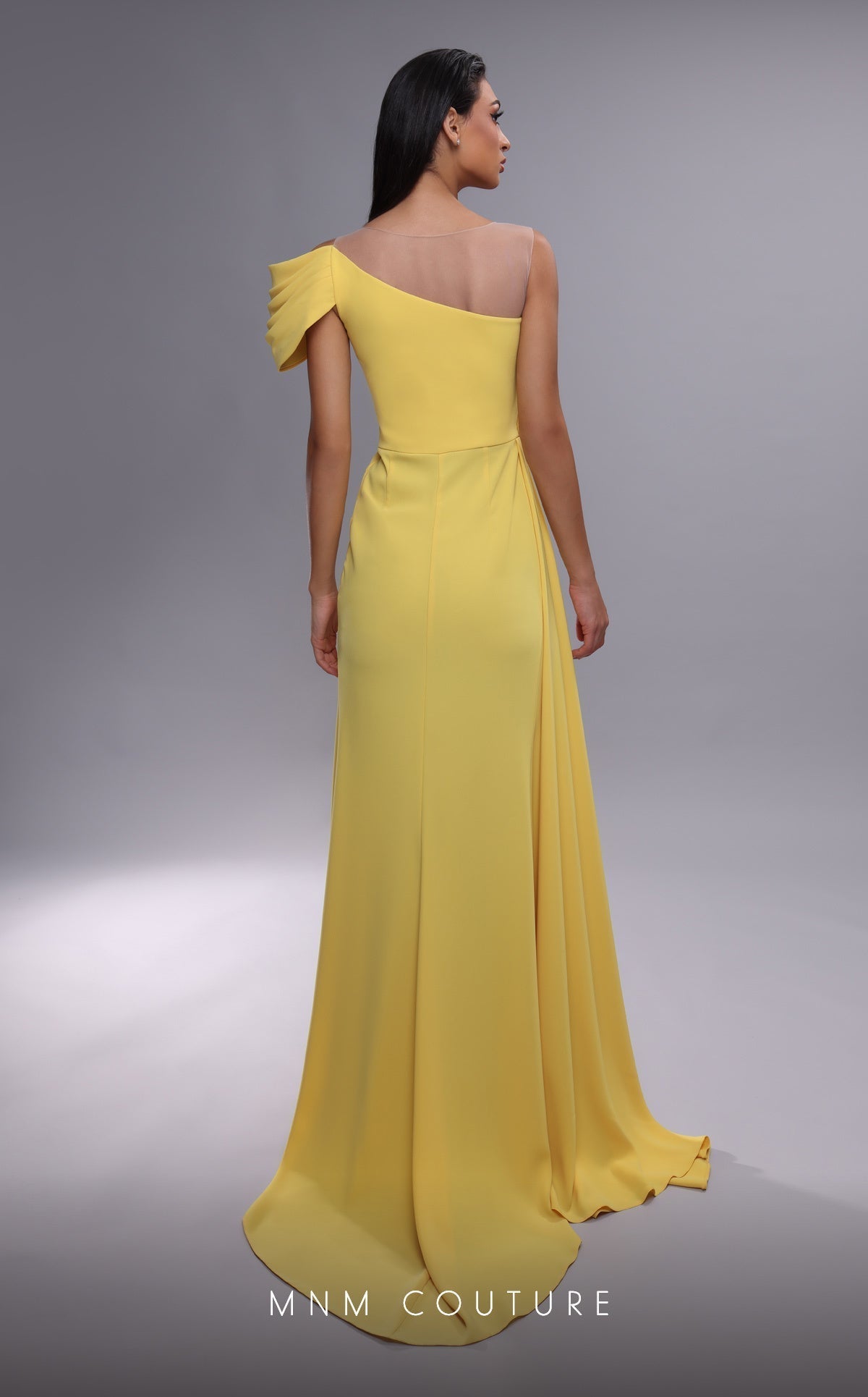 MNM Couture K4085 Fuchsia Off-Shoulder Gown with Beading & Slit