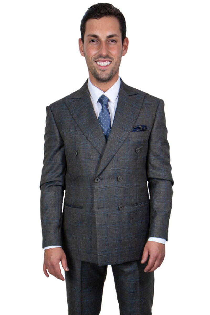 Stacy Adams Double Breasted Charcoal Grey Suit