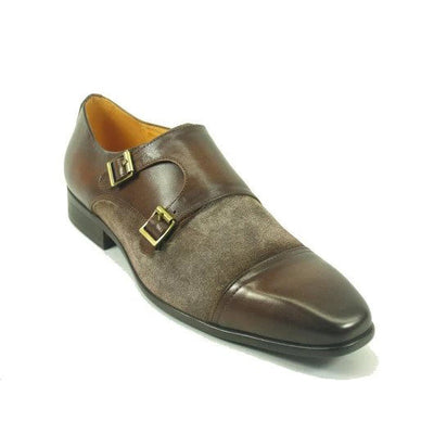 Mens Carrucci Double Monk Strap Cap Toe Dress Shoe in Olive & Rust