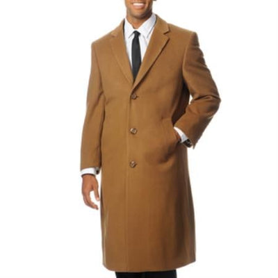 Mens Overcoat Long Wool Winter Dress Knee length Coat Men's Dress Coat 'Harvard' Camel ~ Khaki Blend Long Top Coat
