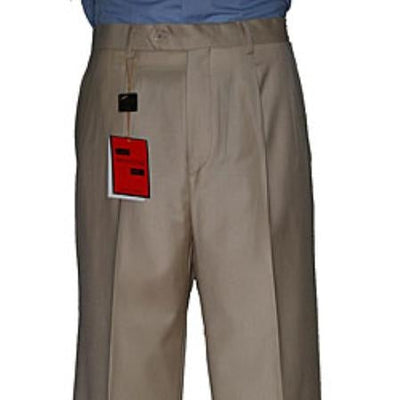 Men's Camel ~ Khaki ~ Tan Single-pleat Pants unhemmed unfinished bottom - Cheap Priced Dress Slacks For Men On Sale