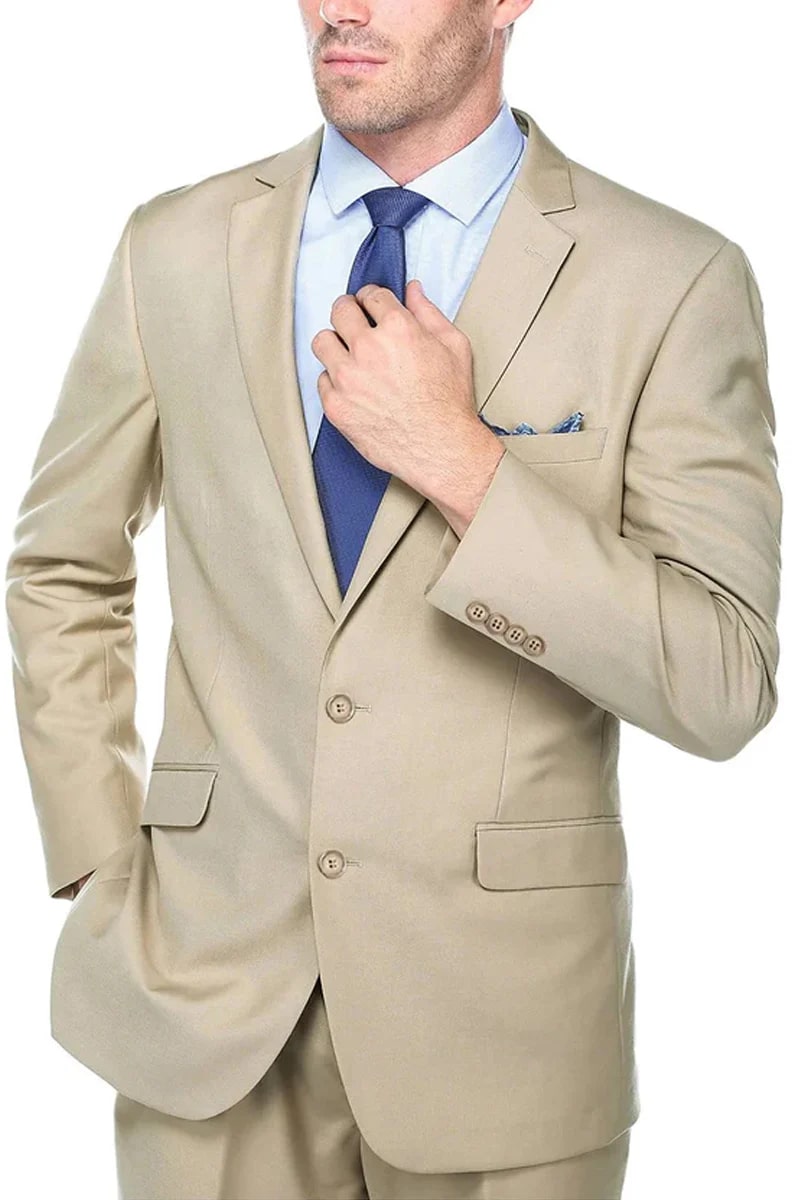 Men's Two Button Slim Fit Khaki Suit