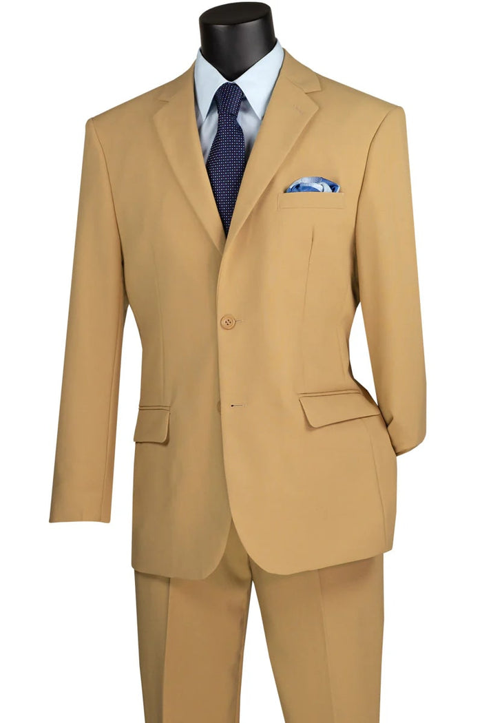 Mens 2 Button Poplin Khaki Suit
