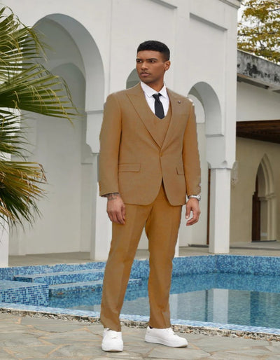 Khaki Stacy Adams Double Breasted Tuxedo