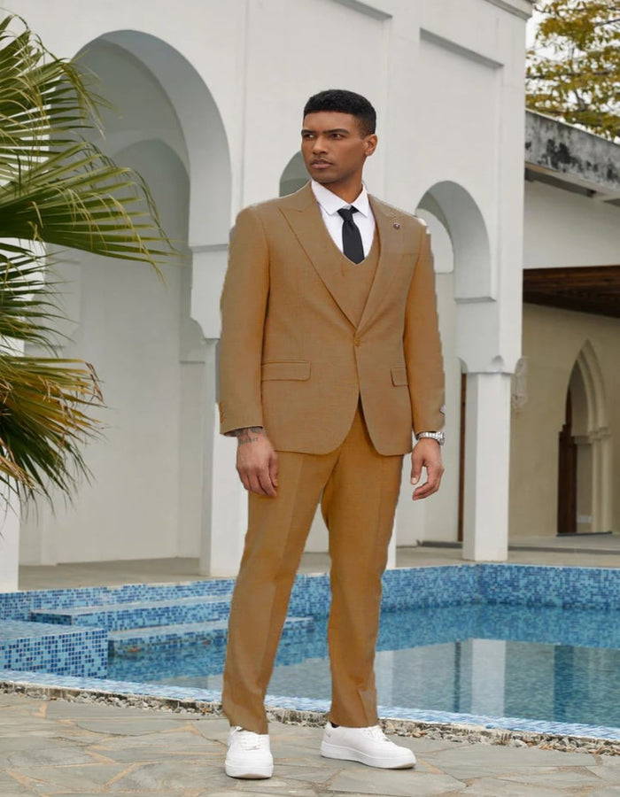 Khaki Stacy Adams Double Breasted Tuxedo