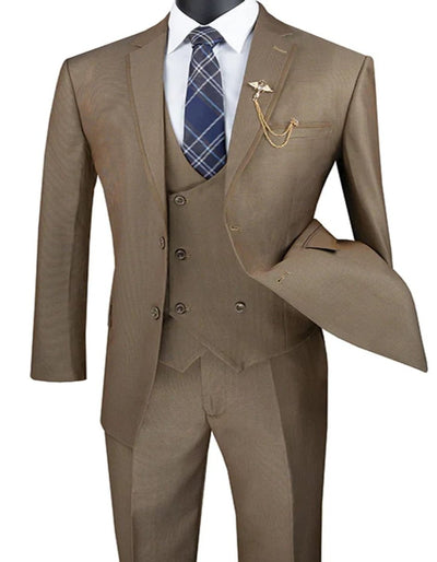 Double Breasted Khaki Modern Fit Tuxedo