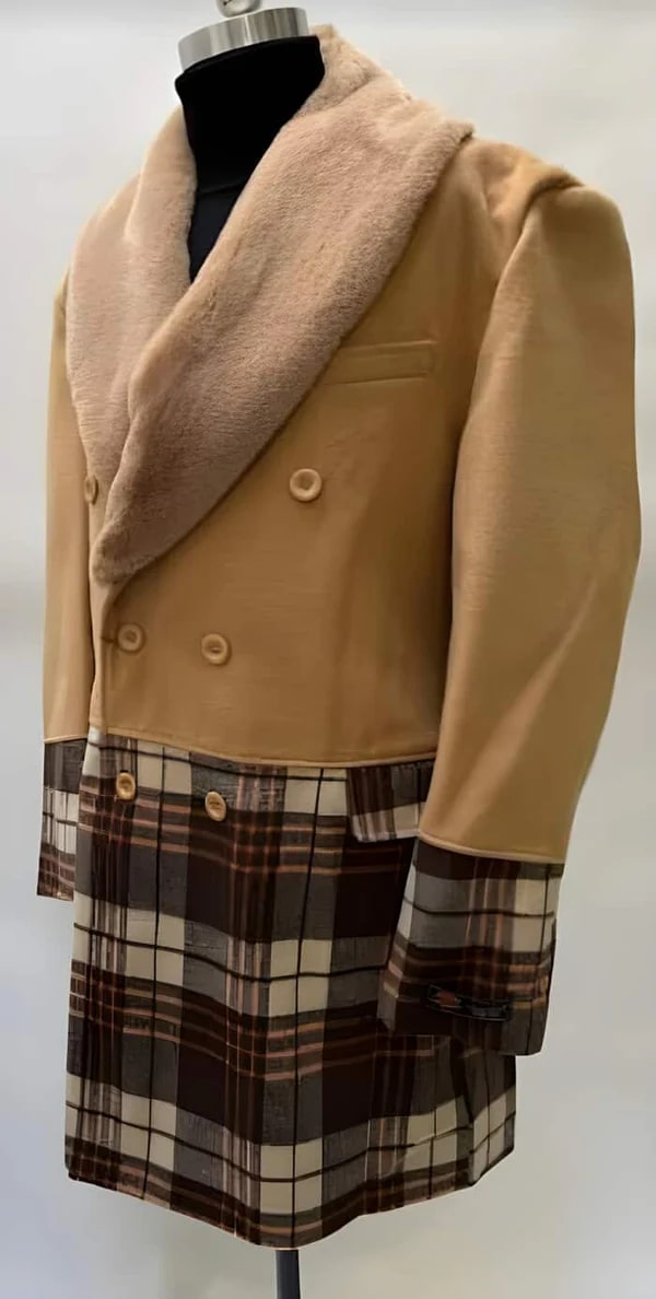Men's Houndstooth Plaid Overcoat By Mensitaly
