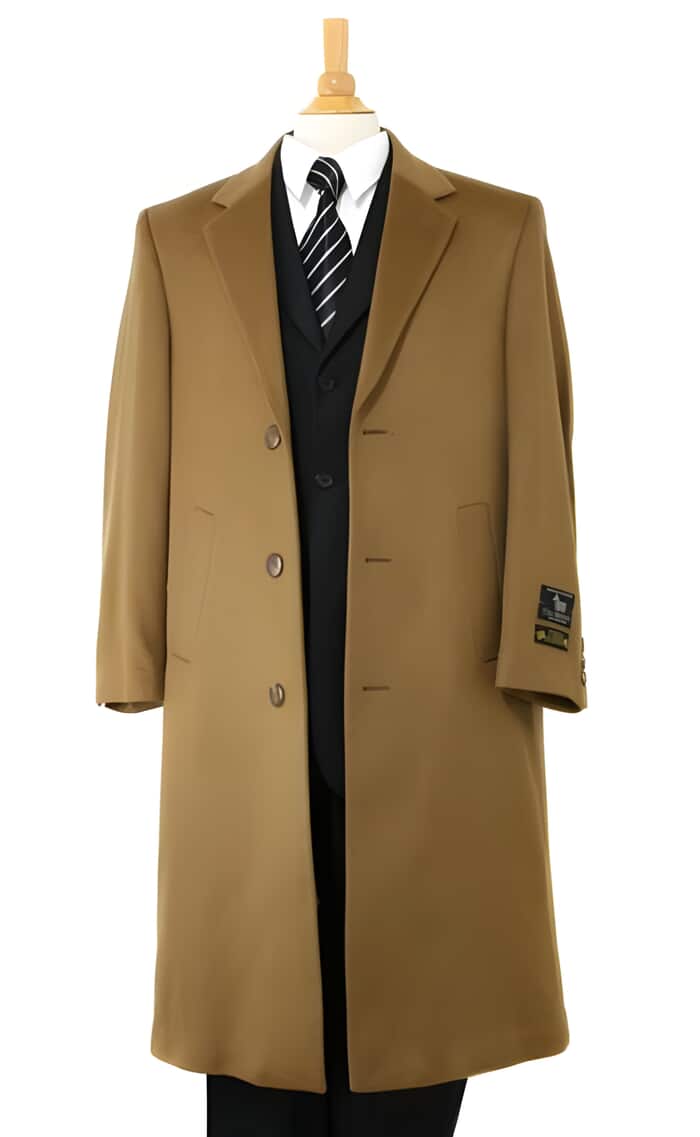 Men's Cashmere Blend Knee-Length Wool Topcoat
