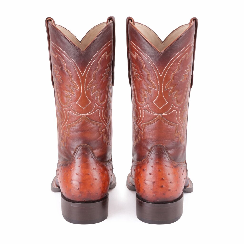 King Exotic Faded Cognac Ostrich Cowboy Boots