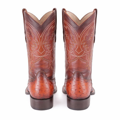 King Exotic Faded Cognac Ostrich Cowboy Boots