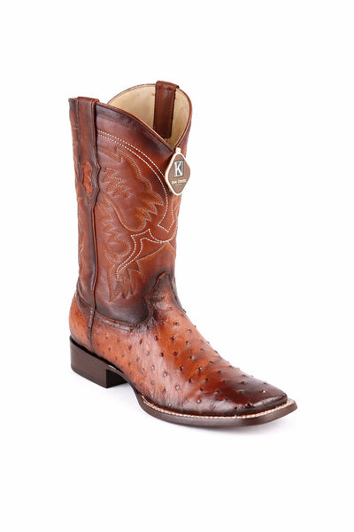King Exotic Faded Cognac Ostrich Cowboy Boots