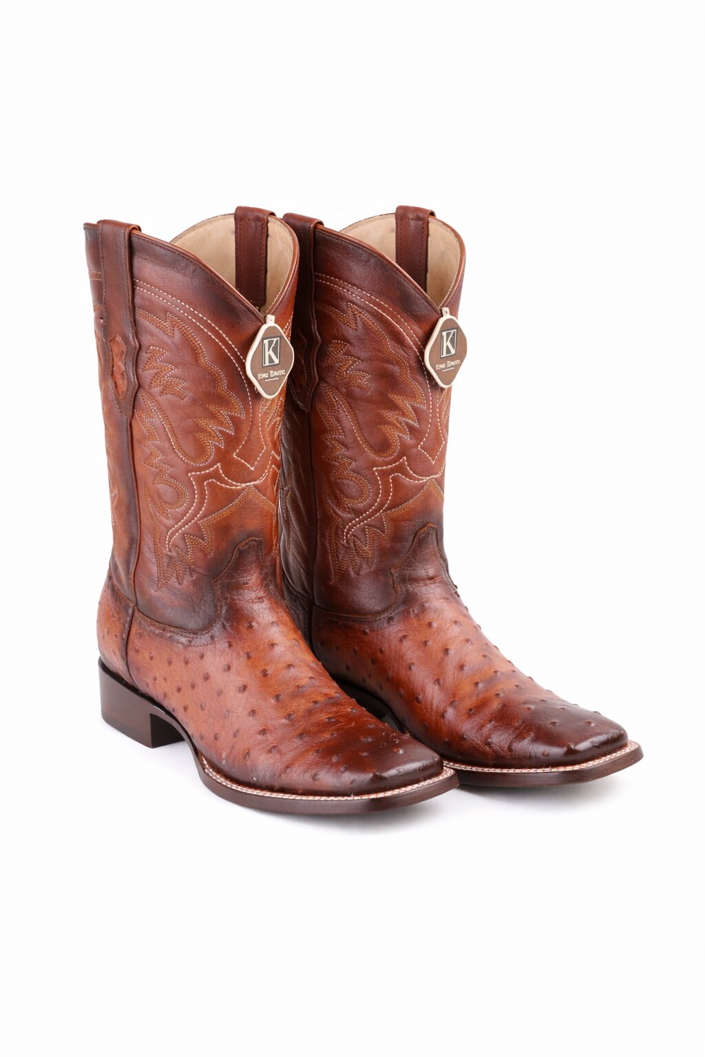 King Exotic Faded Cognac Ostrich Cowboy Boots