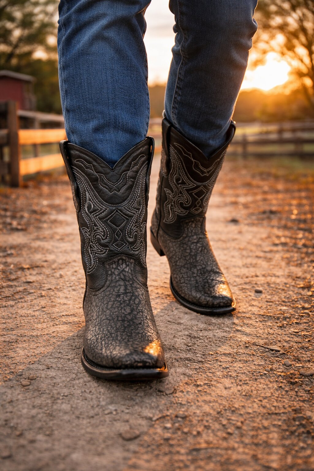 Black Shark Skin Boots Dubai by King Exotic Boots