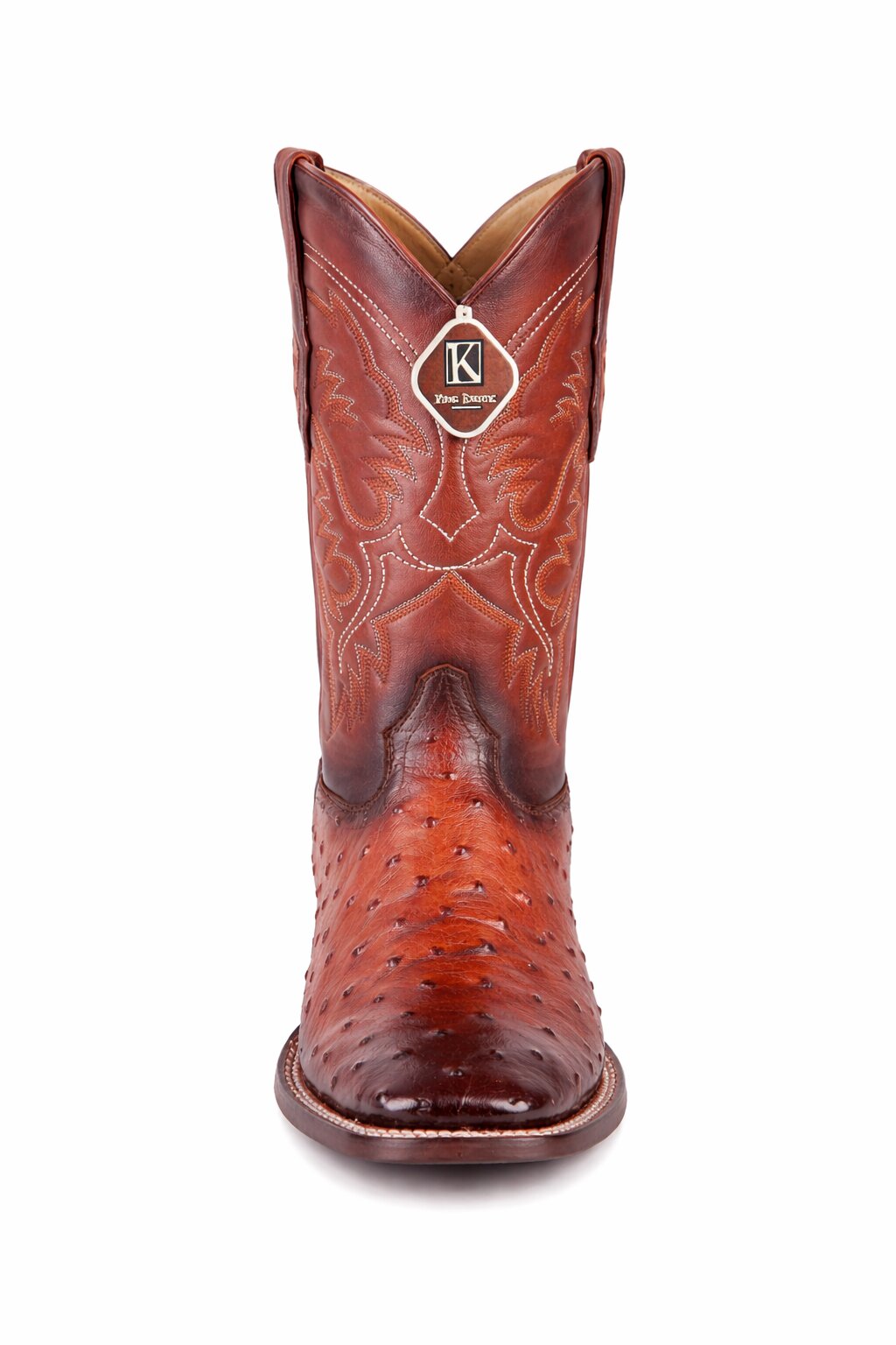 King Exotic Faded Cognac Ostrich Cowboy Boots