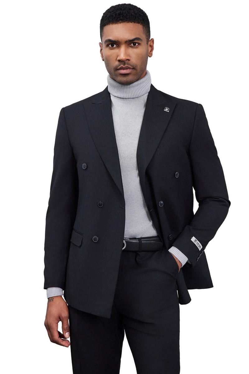 Stacy Adams Double Breasted Suit in Black