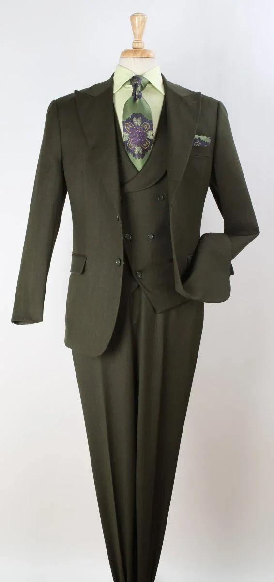 Apollo King Men's Outlet 3pc 100% Wool Fashion Suit Flat Front Pants
