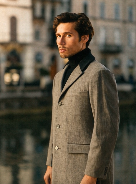 Herringbone Wool & Cashmere Chesterfield Overcoat