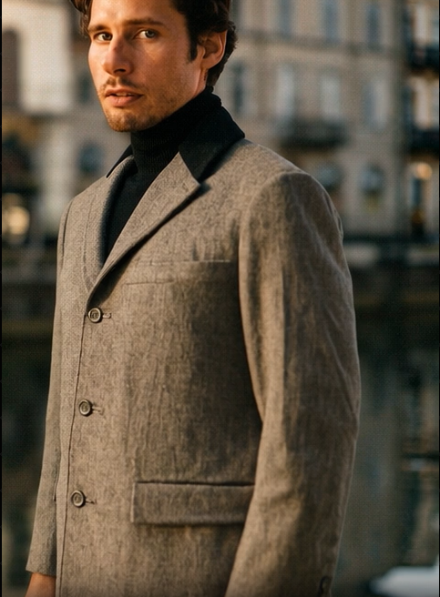 Herringbone Wool & Cashmere Chesterfield Overcoat