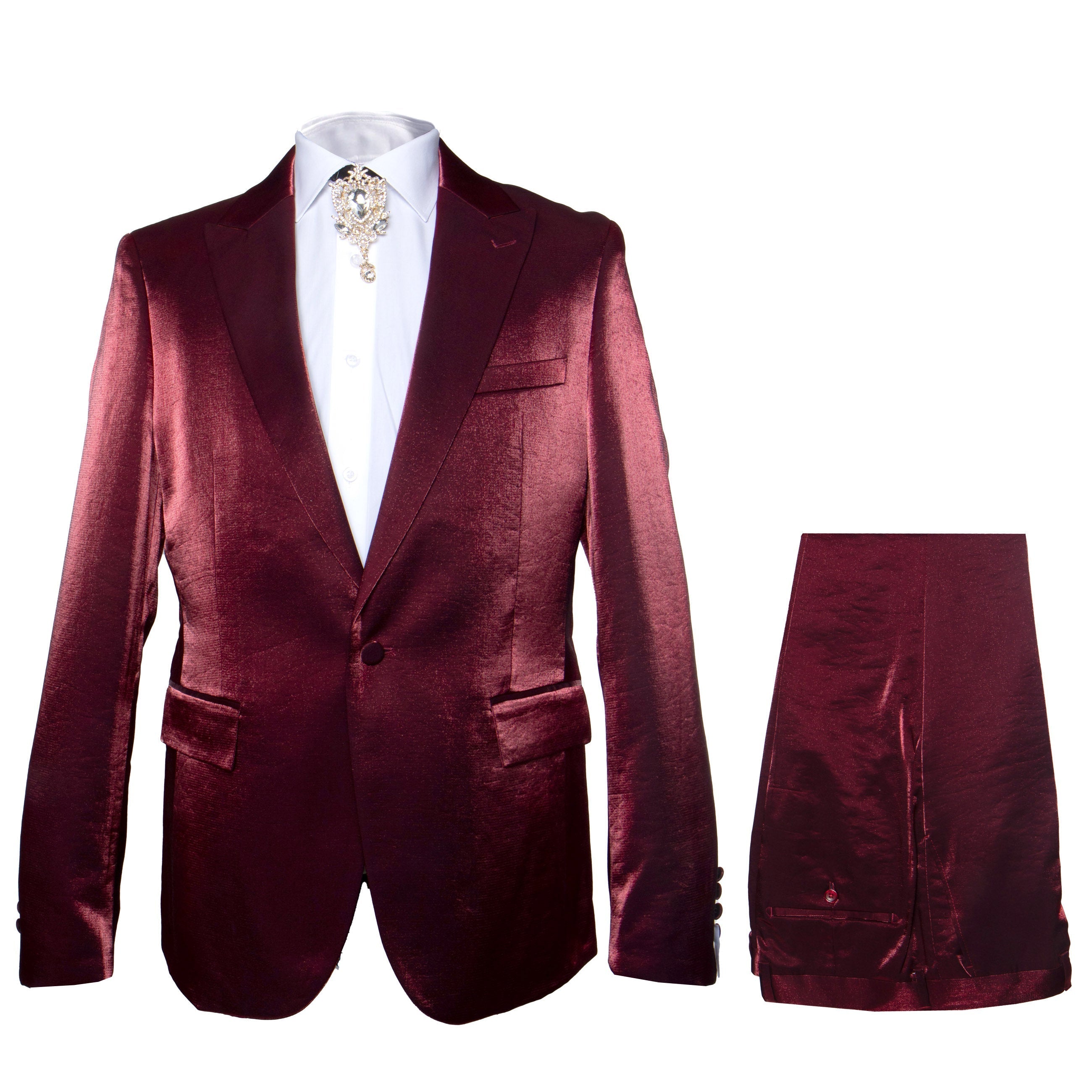 Rossi Man LEO RM1608 Slim Fit Dark Red 3-Piece Suit