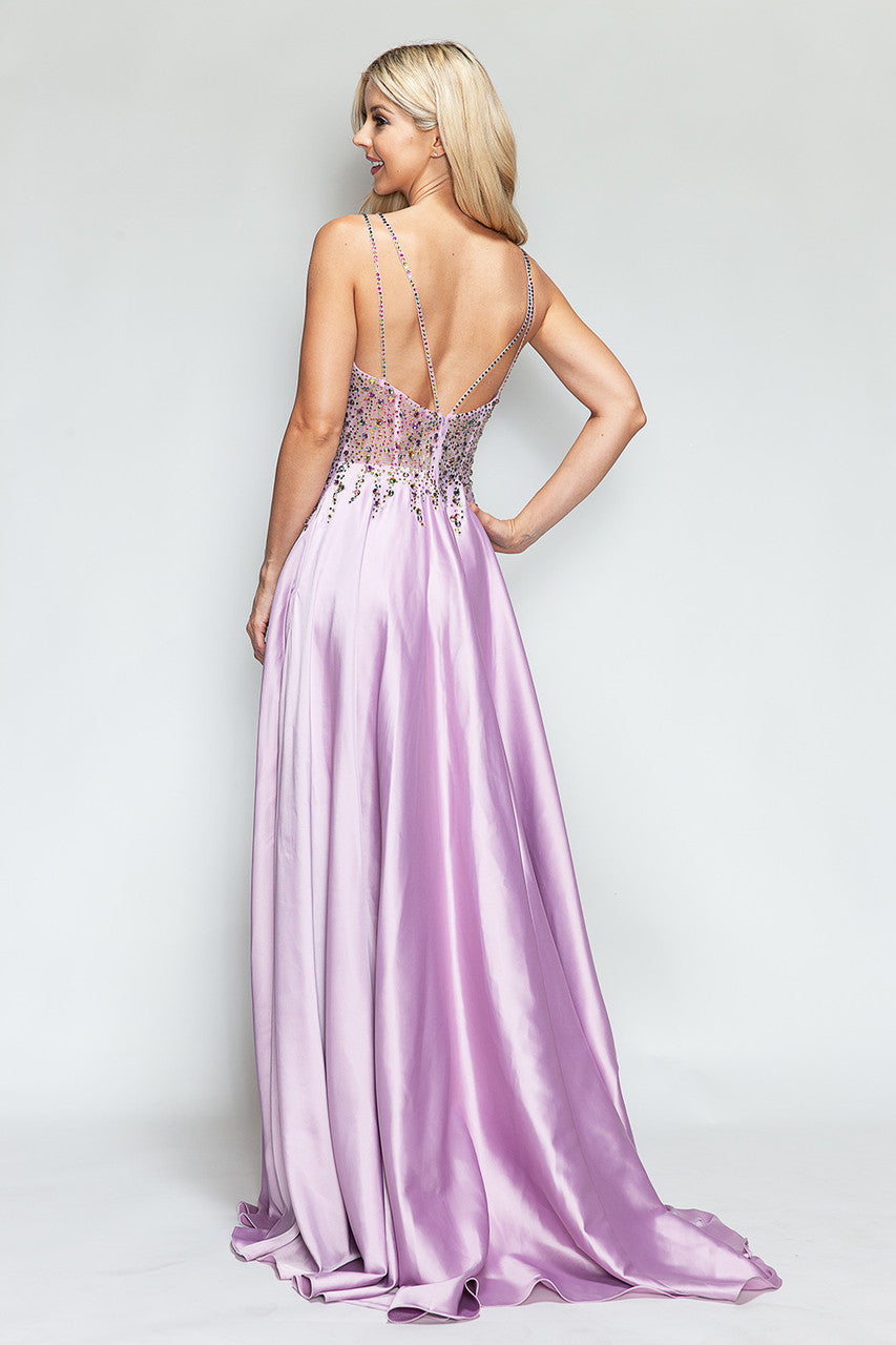 Prom Dress V-Neck Spaghetti Strap A-Line Formal Gown By Lenovia 8331-New Collection