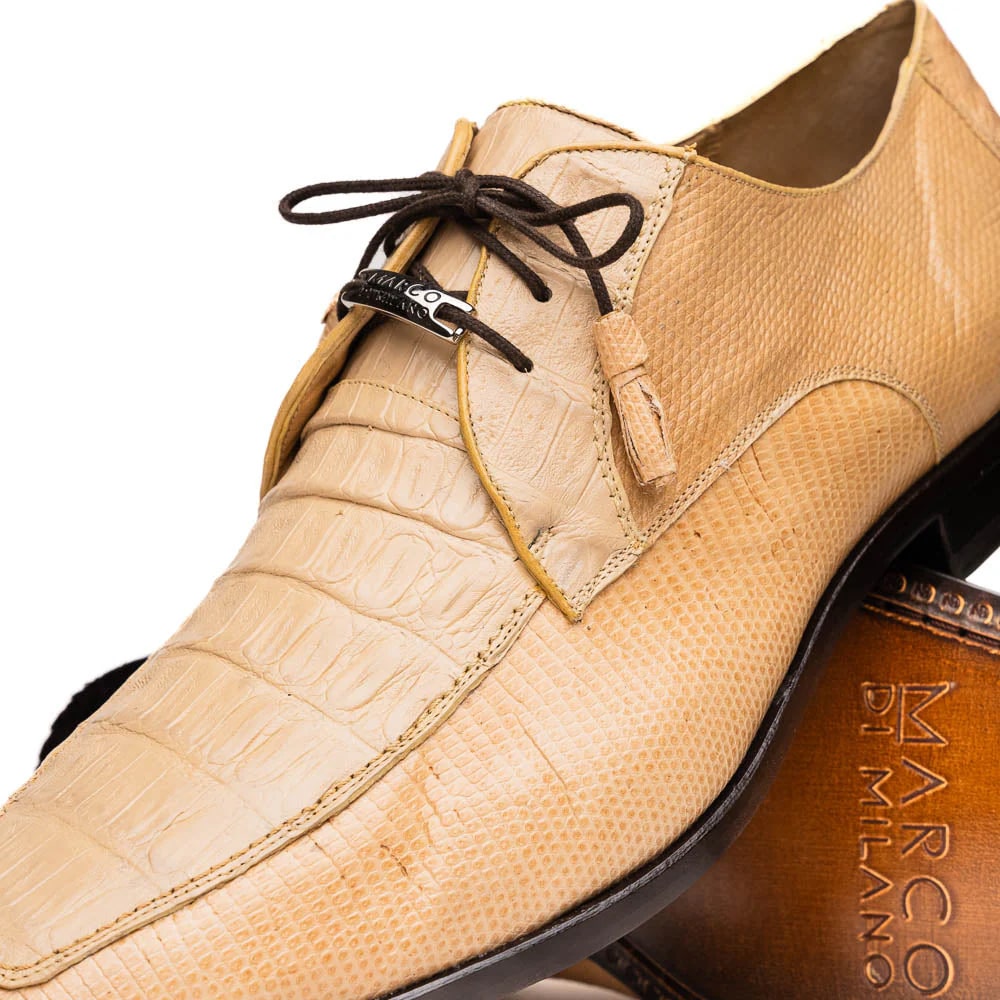 Marco Di Milano Beige Orix Lizard & Caiman Oxfords