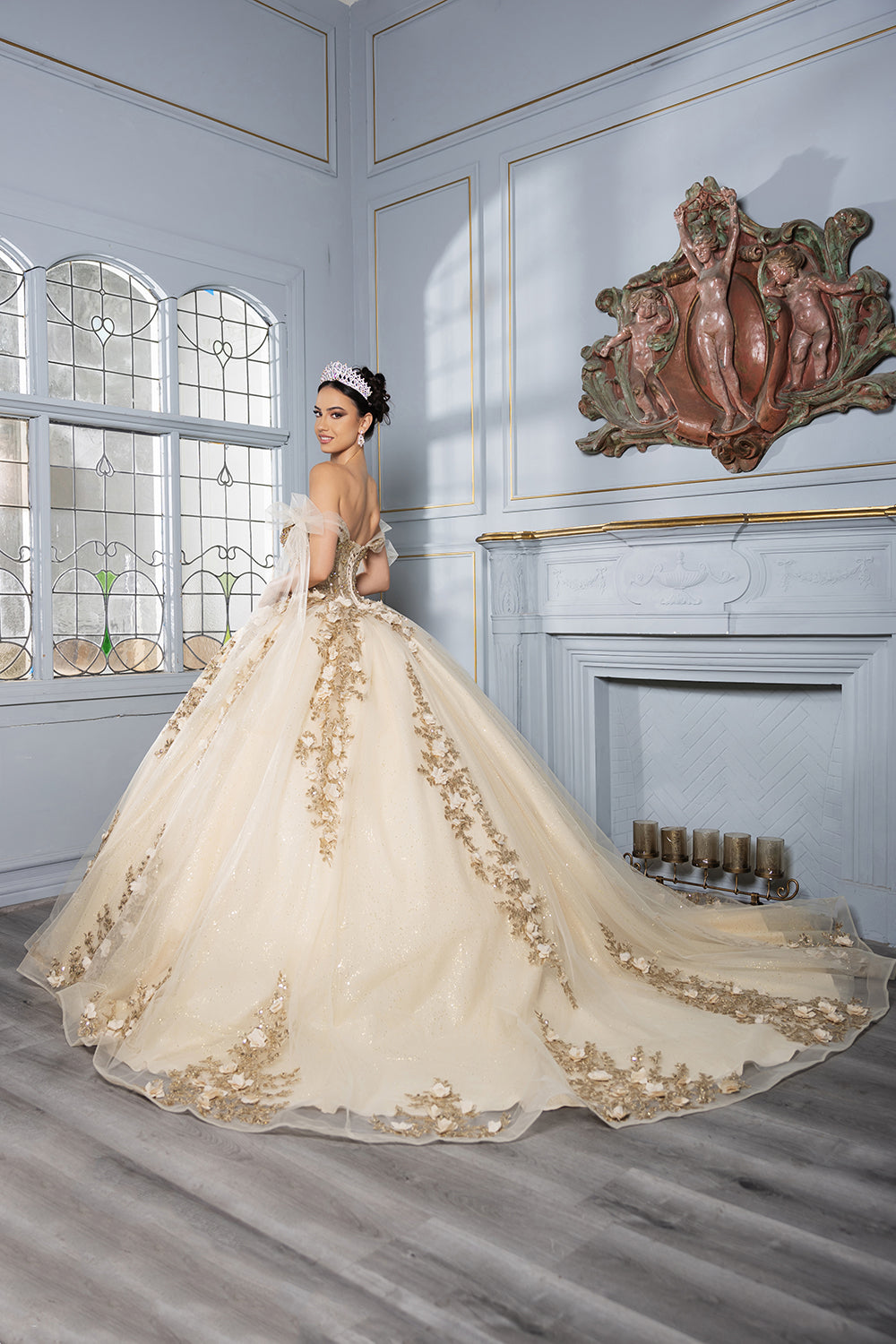 Layla K LK280 Floral 3D Applique Ball Gown Off-Shoulder Quinceañera Dress