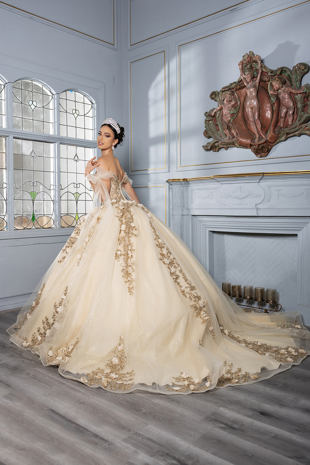 Layla K LK280 Floral 3D Applique Ball Gown Off-Shoulder Quinceañera Dress