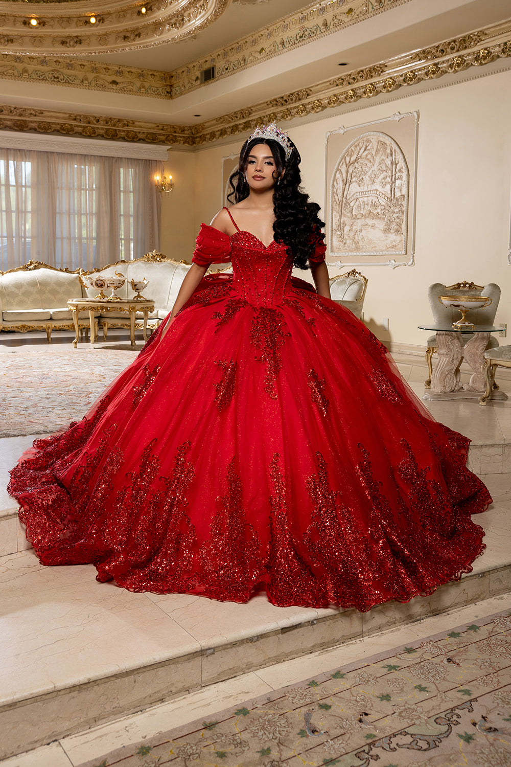 Beaded Corset Bodice Spaghetti Straps Detachable Off Shoulder Sleeves By Layla K LK287