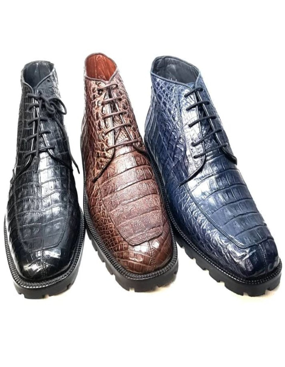 Los Altos Crocodile Lace Up Ankle Boots