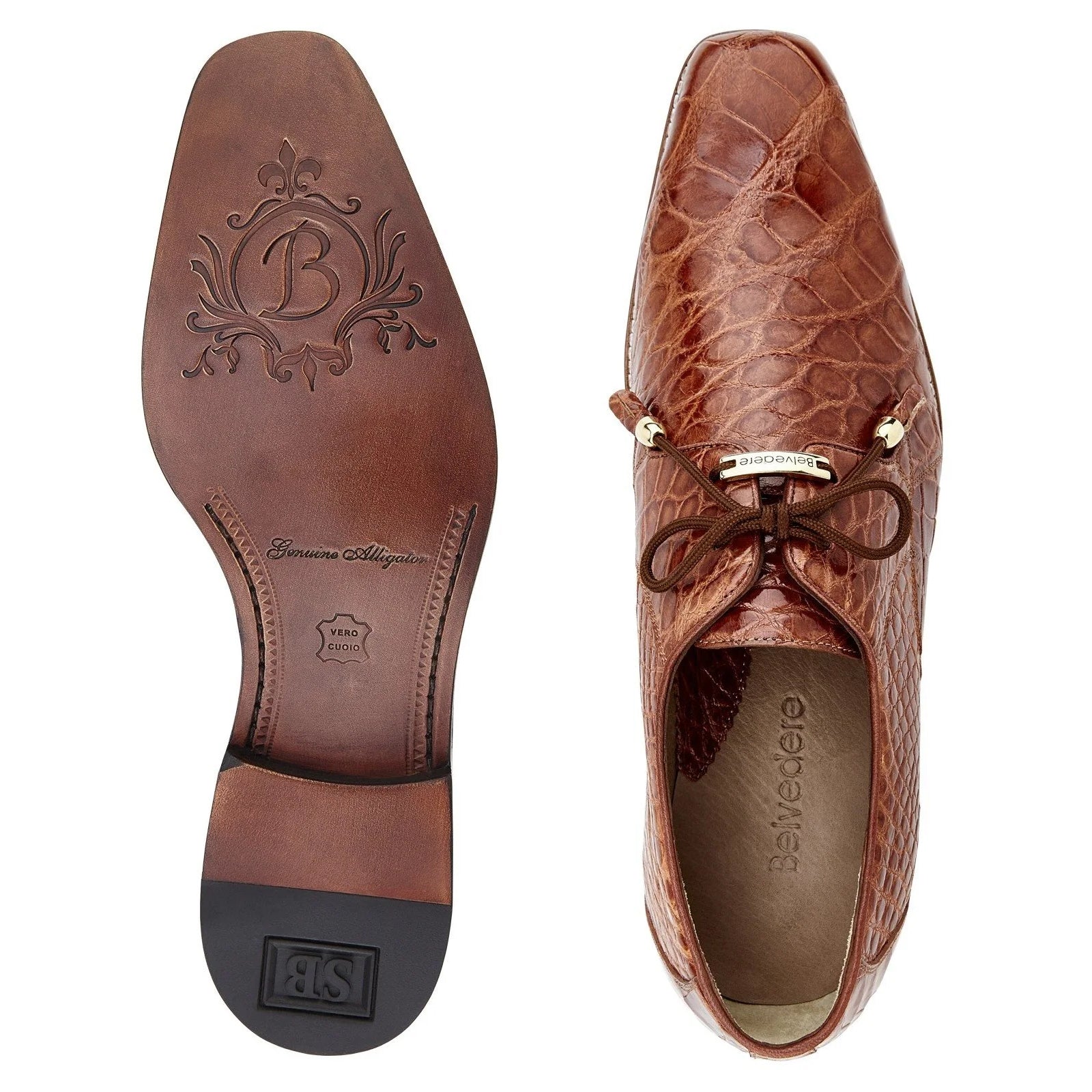 Belvedere Lago Alligator Plain Toe Dress Shoe