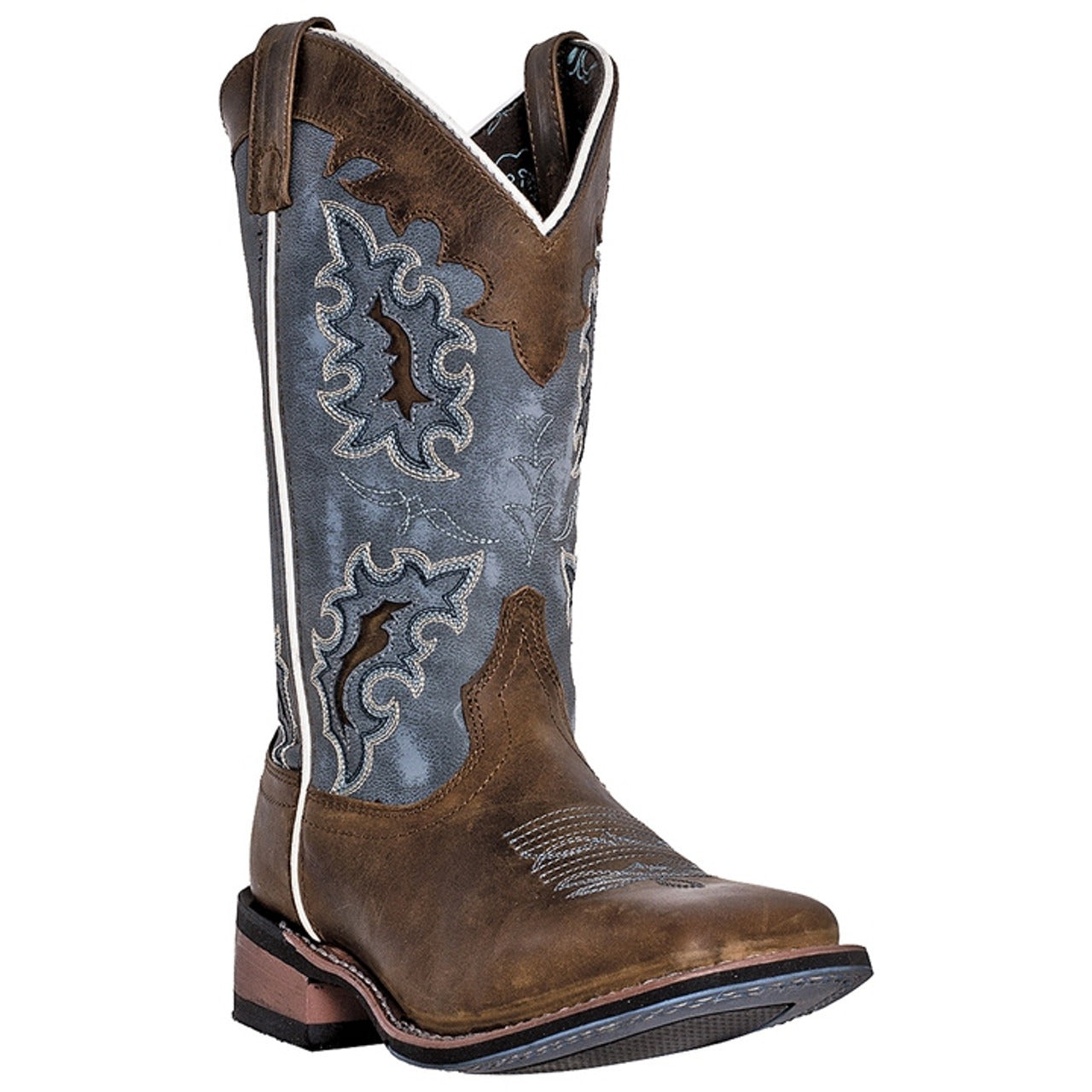 Laredo Isla Tan & Blue Leather Western Boots